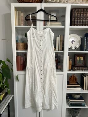Free People White denim Button-Front Maxi Dress